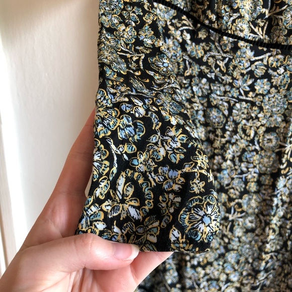 NWT Free People Boheme Black Floral Square Neckline Mini Dress - Picture 9 of 14